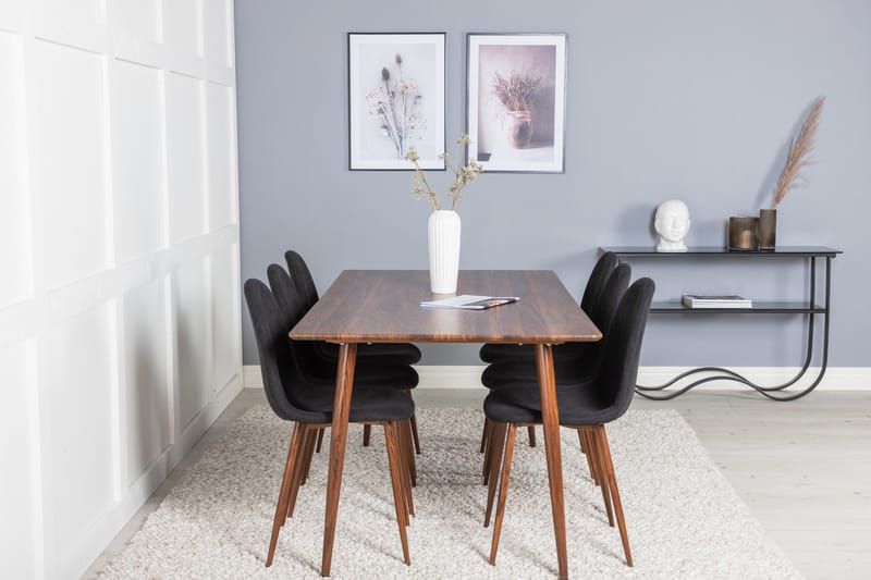 Polar Matgrupp 180 cm Rektangulär med 6 Polar stolar - Svart - Möbler - Bord & matgrupper - Matgrupper