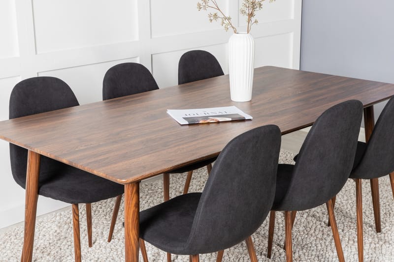 Polar Matgrupp 180 cm Rektangulär med 6 Polar stolar - Svart - Möbler - Bord & matgrupper - Matgrupper