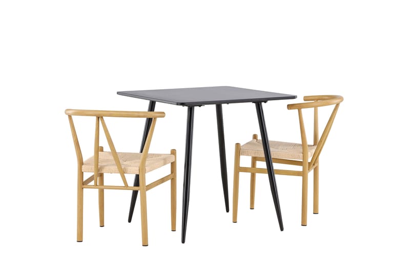 Polar Matgrupp 75 cm Kvadratisk med 2 Alfons stolar - Svart/Beige - Möbler - Bord & matgrupper - Matgrupper