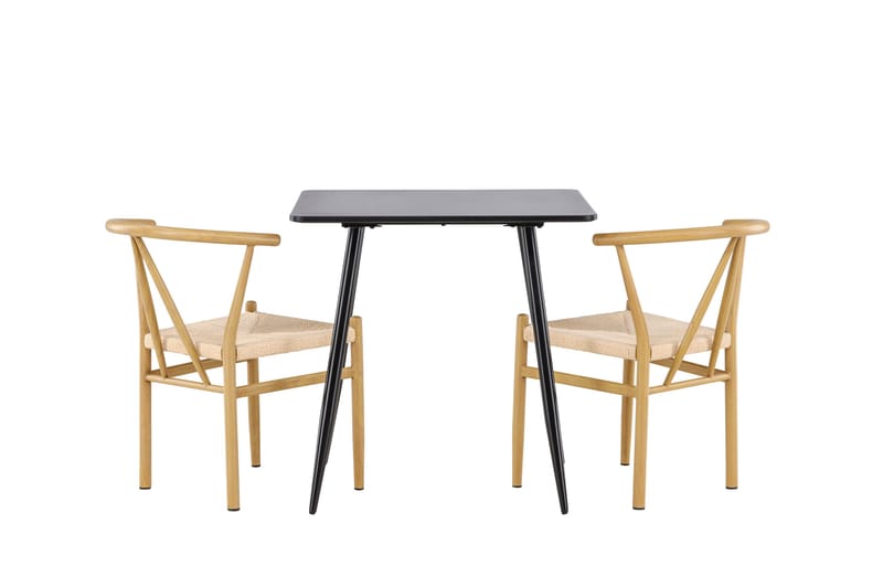Polar Matgrupp 75 cm Kvadratisk med 2 Alfons stolar - Svart/Beige - Möbler - Bord & matgrupper - Matgrupper
