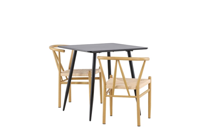 Polar Matgrupp 75 cm Kvadratisk med 2 Alfons stolar - Svart/Beige - Möbler - Bord & matgrupper - Matgrupper