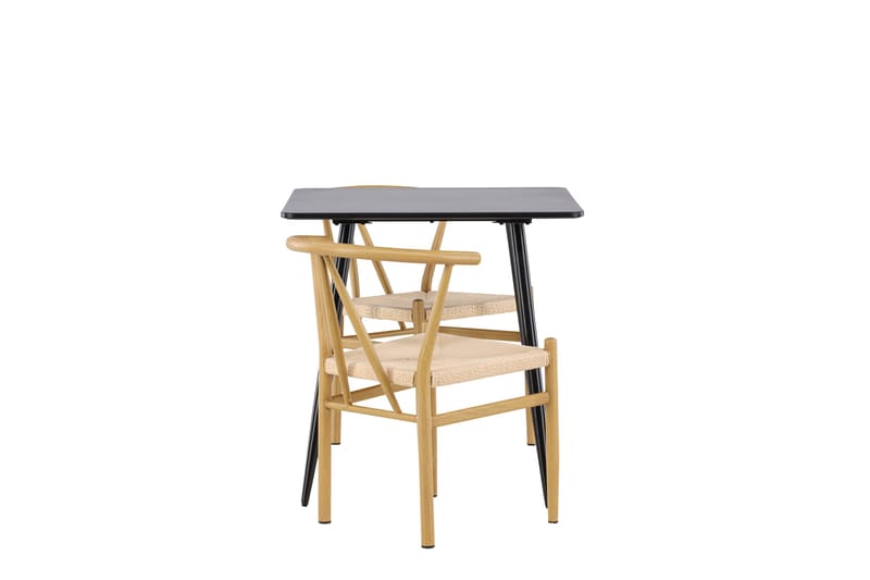 Polar Matgrupp 75 cm Kvadratisk med 2 Alfons stolar - Svart/Beige - Möbler - Bord & matgrupper - Matgrupper