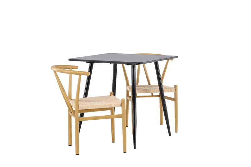 Polar Matgrupp 75 cm Kvadratisk med 2 Alfons stolar - Svart/Beige - Möbler - Bord & matgrupper - Matgrupper