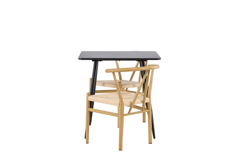Polar Matgrupp 75 cm Kvadratisk med 2 Alfons stolar - Svart/Beige - Möbler - Bord & matgrupper - Matgrupper