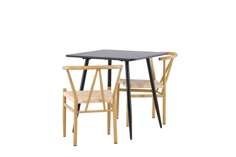 Polar Matgrupp 75 cm Kvadratisk med 2 Alfons stolar - Svart/Beige - Möbler - Bord & matgrupper - Matgrupper