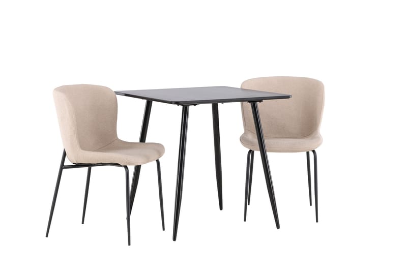 Polar Matgrupp 75 cm Kvadratisk med 2 Modesto stolar - Svart/Beige - Möbler - Bord & matgrupper - Matgrupper