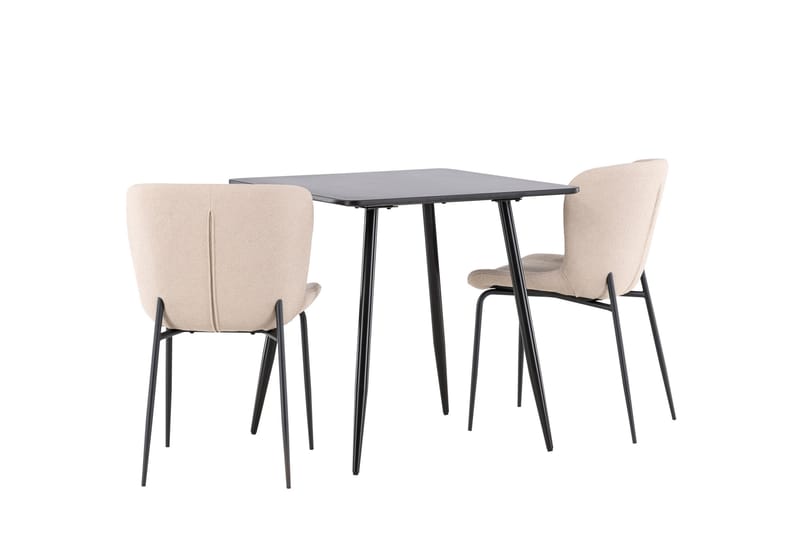 Polar Matgrupp 75 cm Kvadratisk med 2 Modesto stolar - Svart/Beige - Möbler - Bord & matgrupper - Matgrupper