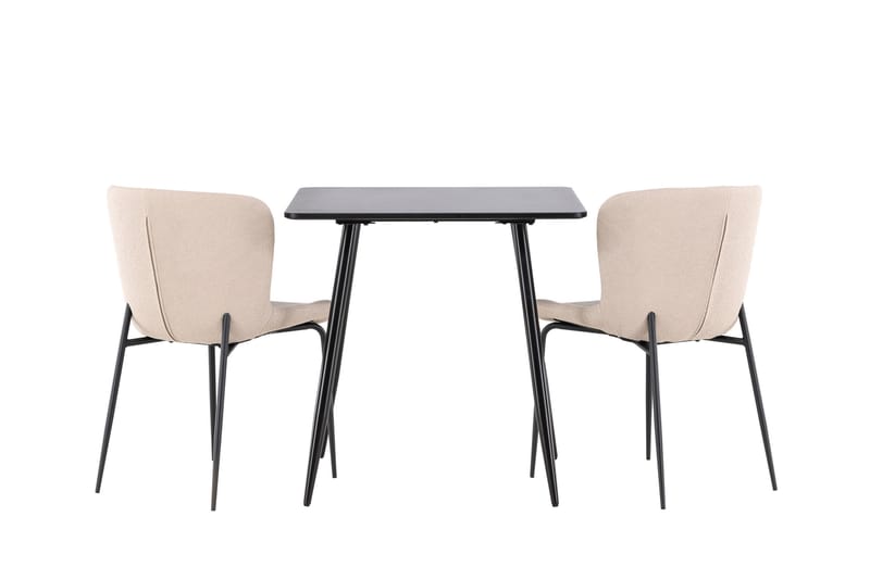 Polar Matgrupp 75 cm Kvadratisk med 2 Modesto stolar - Svart/Beige - Möbler - Bord & matgrupper - Matgrupper