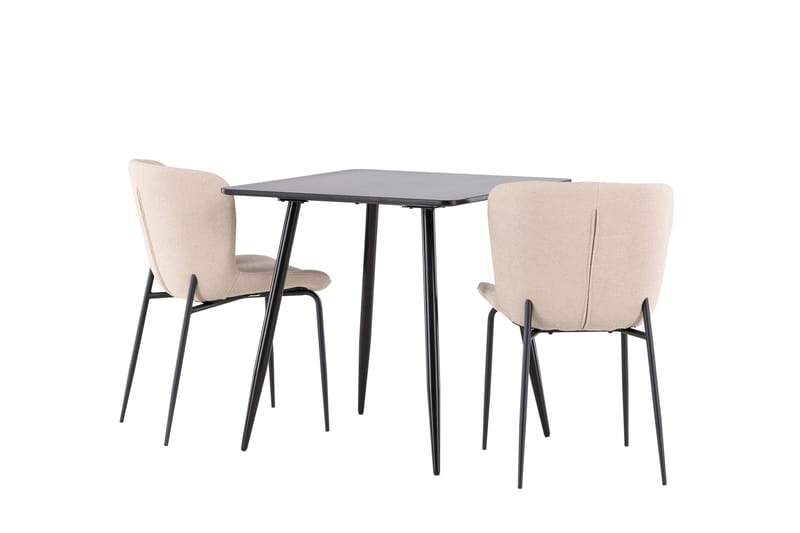 Polar Matgrupp 75 cm Kvadratisk med 2 Modesto stolar - Svart/Beige - Möbler - Bord & matgrupper - Matgrupper