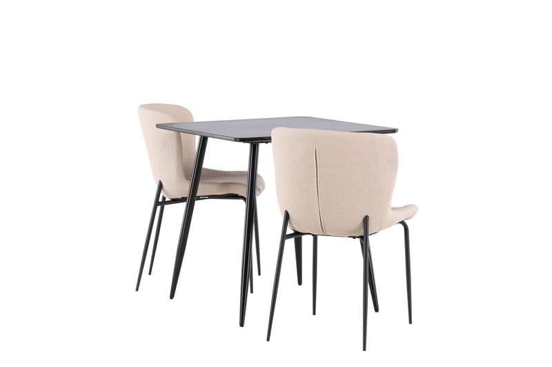 Polar Matgrupp 75 cm Kvadratisk med 2 Modesto stolar - Svart/Beige - Möbler - Bord & matgrupper - Matgrupper