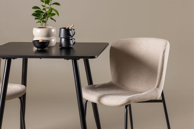 Polar Matgrupp 75 cm Kvadratisk med 2 Modesto stolar - Svart/Beige - Möbler - Bord & matgrupper - Matgrupper
