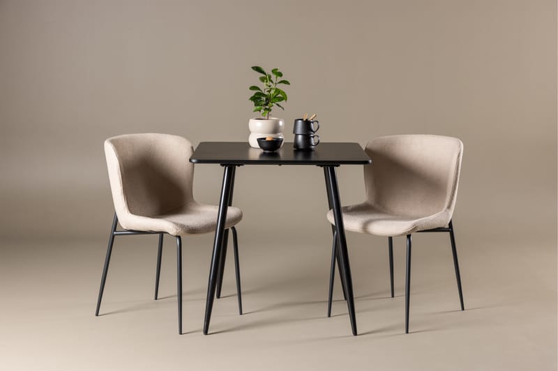 Polar Matgrupp 75 cm Kvadratisk med 2 Modesto stolar - Svart/Beige - Möbler - Bord & matgrupper - Matgrupper