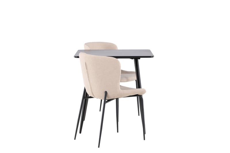Polar Matgrupp 75 cm Kvadratisk med 2 Modesto stolar - Svart/Beige - Möbler - Bord & matgrupper - Matgrupper