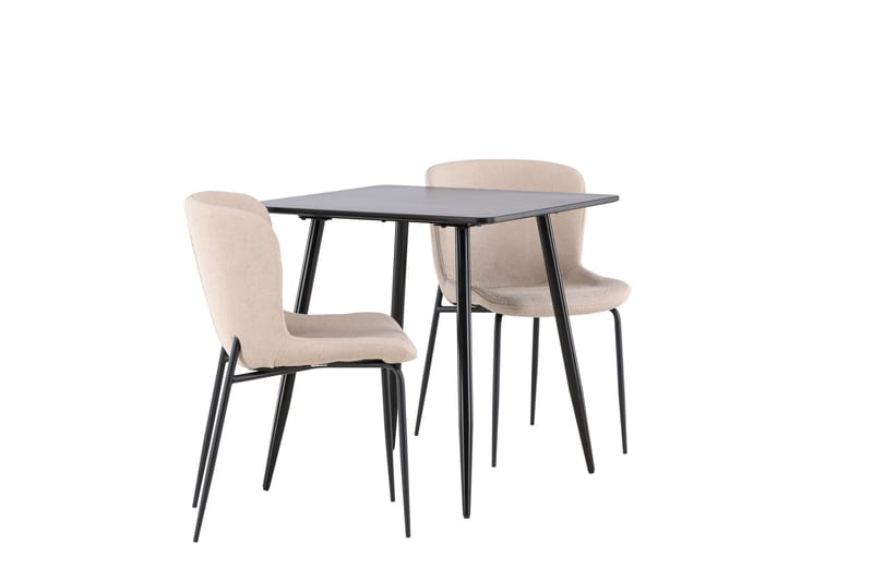 Polar Matgrupp 75 cm Kvadratisk med 2 Modesto stolar - Svart/Beige - Möbler - Bord & matgrupper - Matgrupper