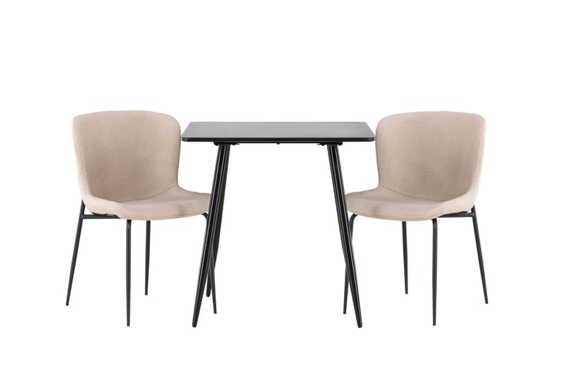 Polar Matgrupp 75 cm Kvadratisk med 2 Modesto stolar - Svart/Beige - Möbler - Bord & matgrupper - Matgrupper