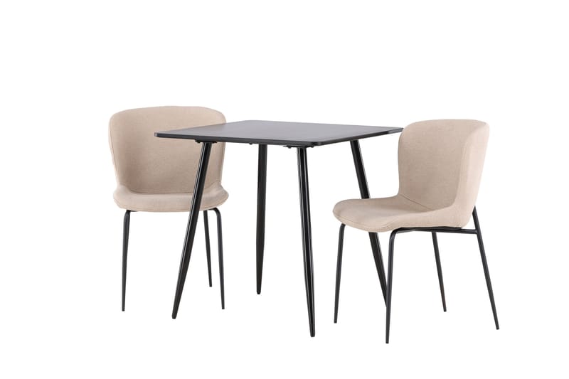 Polar Matgrupp 75 cm Kvadratisk med 2 Modesto stolar - Svart/Beige - Möbler - Bord & matgrupper - Matgrupper