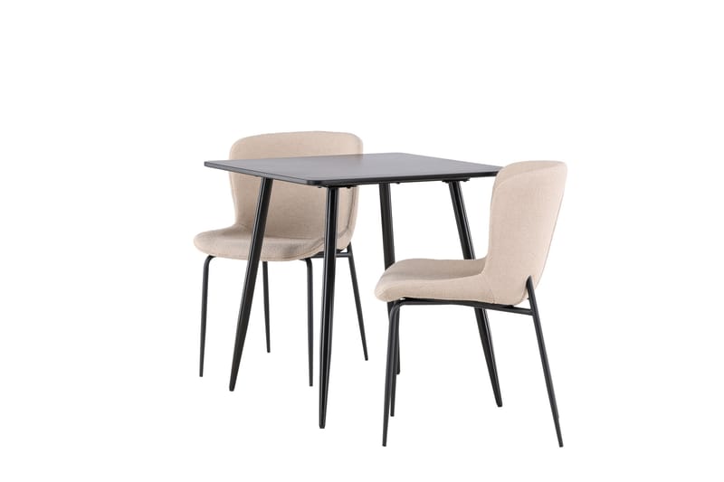 Polar Matgrupp 75 cm Kvadratisk med 2 Modesto stolar - Svart/Beige - Möbler - Bord & matgrupper - Matgrupper