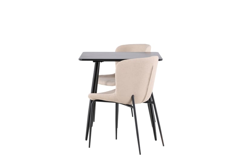 Polar Matgrupp 75 cm Kvadratisk med 2 Modesto stolar - Svart/Beige - Möbler - Bord & matgrupper - Matgrupper