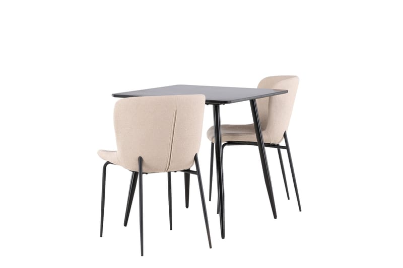 Polar Matgrupp 75 cm Kvadratisk med 2 Modesto stolar - Svart/Beige - Möbler - Bord & matgrupper - Matgrupper