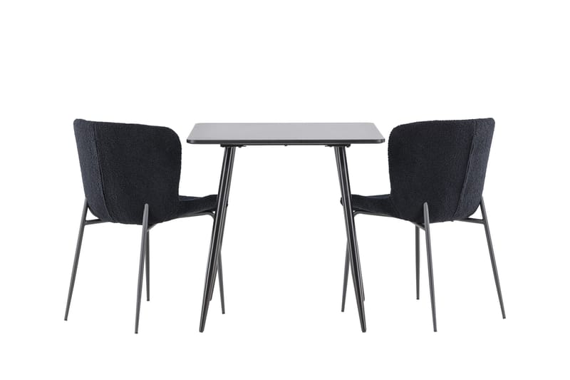 Polar Matgrupp 75 cm Kvadratisk med 2 Modesto stolar - Svart/Svart - Möbler - Bord & matgrupper - Matgrupper
