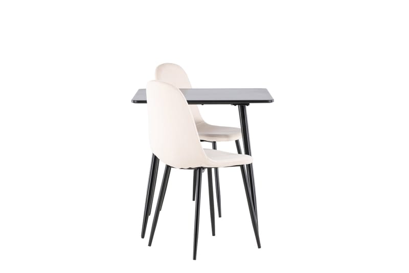 Polar Matgrupp 75 cm Kvadratisk med 2 Polar stolar - Svart/Beige - Möbler - Bord & matgrupper - Matgrupper