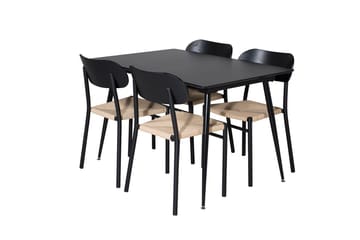 Polly Rektangulär Matgrupp 120 cm med 4 Silar Matstolar - svart/natur - Möbler - Bord & matgrupper - Matgrupper