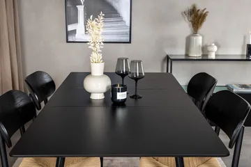 Polly Rektangulär Matgrupp 120 cm med 4 Silar Matstolar - svart/natur - Möbler - Bord & matgrupper - Matgrupper