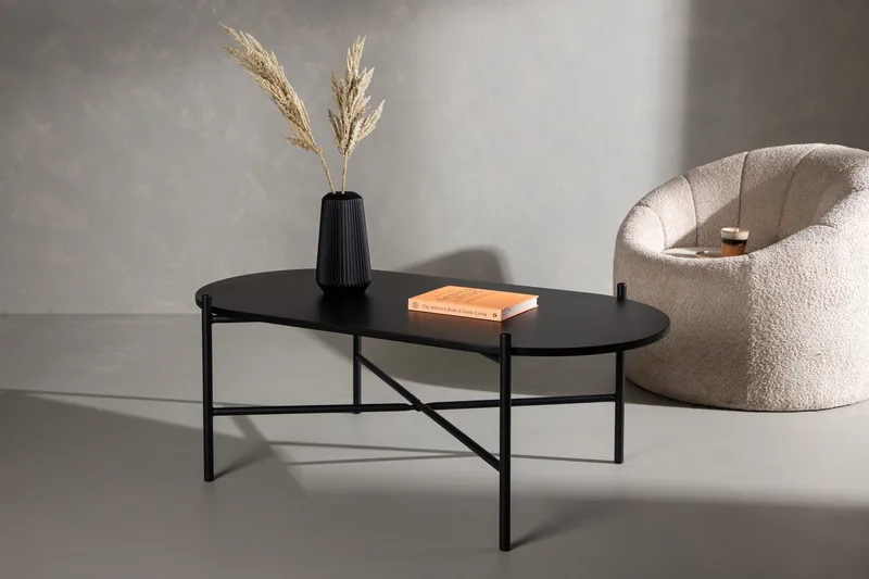 Pueblo 120 cm Ovalt Soffbord i Målat Trä - Svart - Möbler - Bord & matgrupper - Soffbord