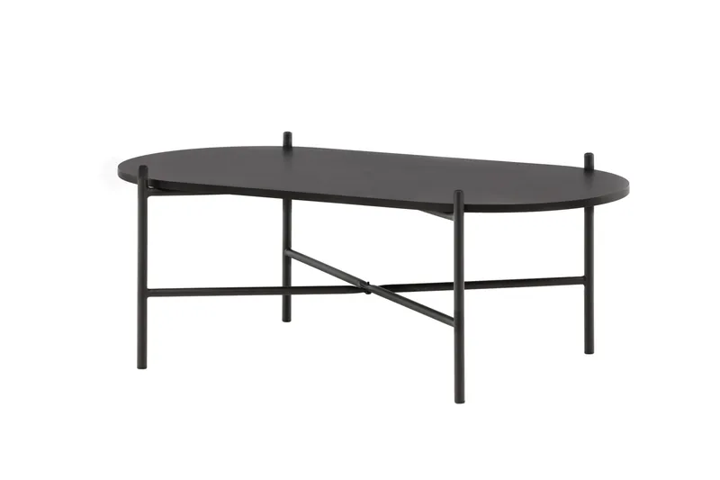 Pueblo 120 cm Ovalt Soffbord i Målat Trä - Svart - Möbler - Bord & matgrupper - Soffbord