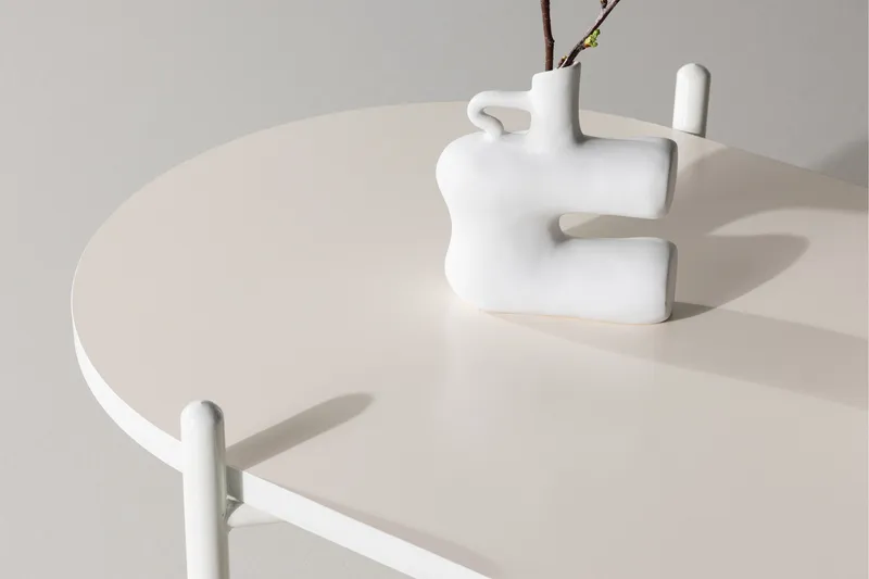 Pueblo 65,5 cm Ovalt Soffbord i Ljust Trä - Vit - Möbler - Bord & matgrupper - Soffbord