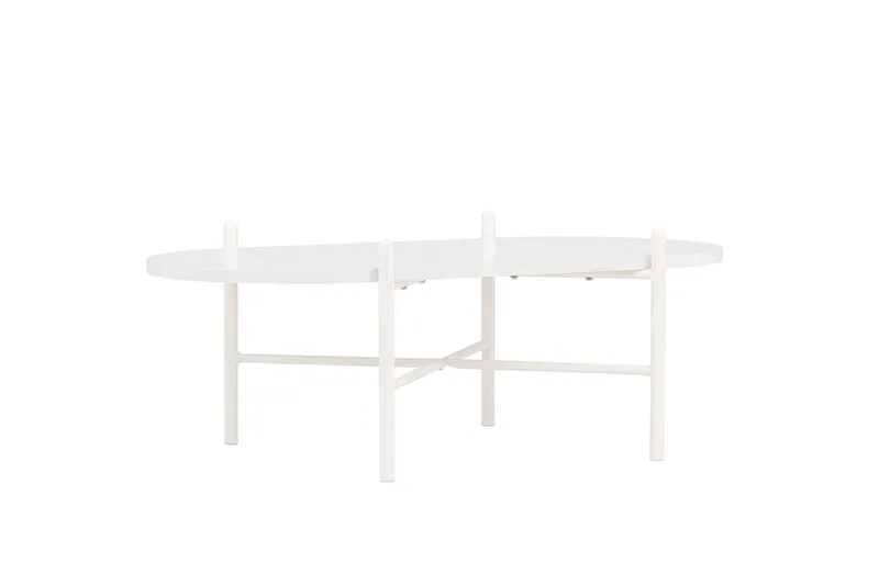 Pueblo 65,5 cm Ovalt Soffbord i Ljust Trä - Vit - Möbler - Bord & matgrupper - Soffbord