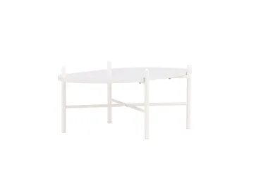 Pueblo 65,5 cm Ovalt Soffbord i Ljust Trä - Vit - Möbler - Bord & matgrupper - Soffbord