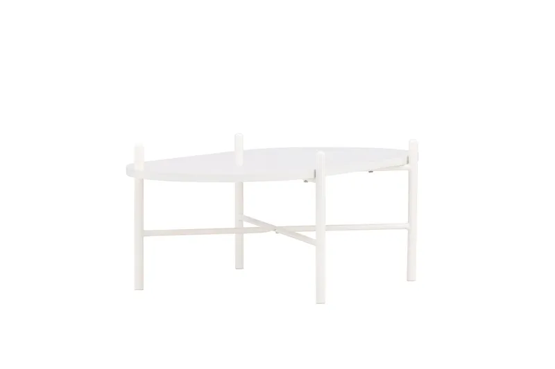 Pueblo 65,5 cm Ovalt Soffbord i Ljust Trä - Vit - Möbler - Bord & matgrupper - Soffbord