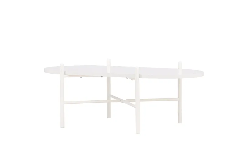 Pueblo 65,5 cm Ovalt Soffbord i Ljust Trä - Vit - Möbler - Bord & matgrupper - Soffbord
