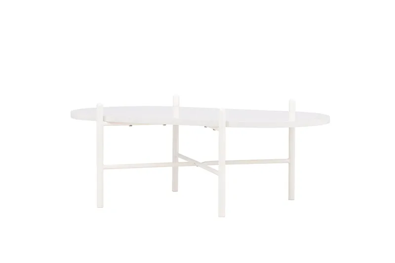 Pueblo 65,5 cm Ovalt Soffbord i Ljust Trä - Vit - Möbler - Bord & matgrupper - Soffbord