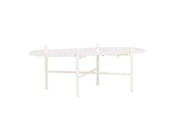 Pueblo 65,5 cm Ovalt Soffbord i Ljust Trä - Vit - Möbler - Bord & matgrupper - Soffbord