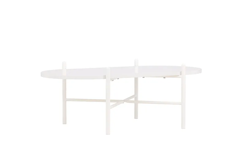 Pueblo 65,5 cm Ovalt Soffbord i Ljust Trä - Vit - Möbler - Bord & matgrupper - Soffbord