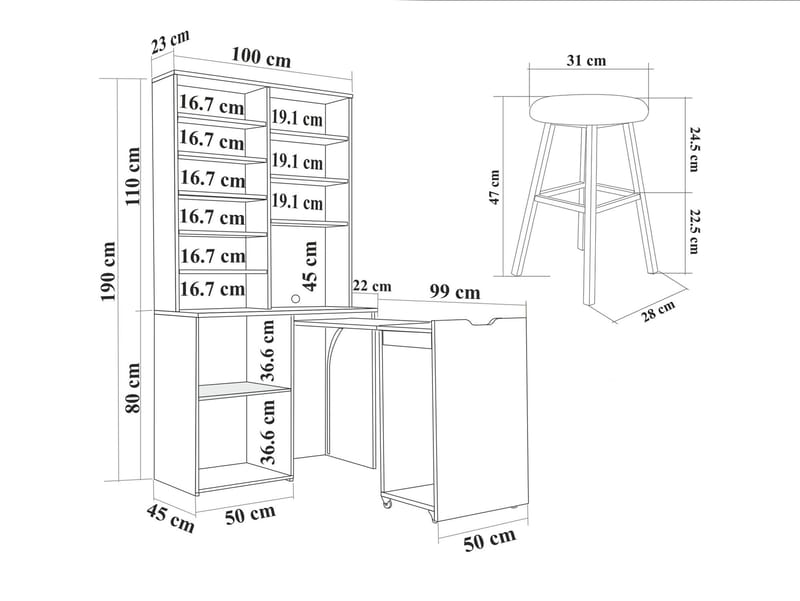 Quivo Barskåp 190 cm - Möbler - Bord & matgrupper