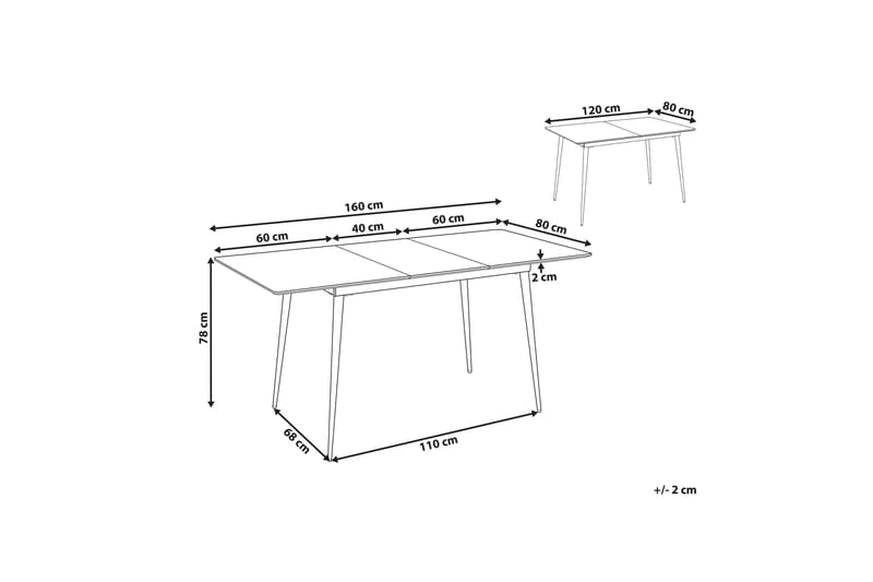 Rablio Matbord Förlängningsbart 120-160x80 cm - Svart/Grå - Möbler - Bord & matgrupper - Matbord & köksbord