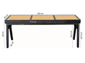 Ralvik Bänk 120 cm i rotting och massivt akaciaträ - svart rotting - Möbler - Tv möbel & mediamöbel - TV bänk & mediabänk