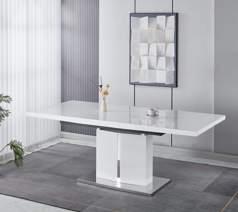 Rartliff matbord 160-200 cm förlängningsbart - Vit / Metall - Vit - Möbler - Bord & matgrupper - Matbord & köksbord