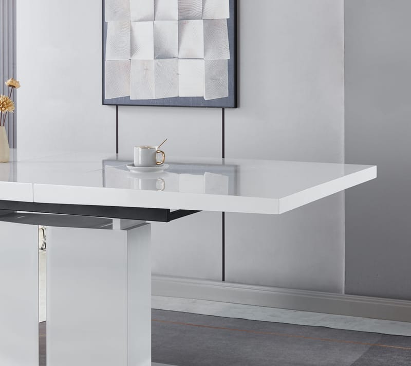 Rartliff matbord 160-200 cm förlängningsbart - Vit / Metall - Vit - Möbler - Bord & matgrupper - Matbord & köksbord