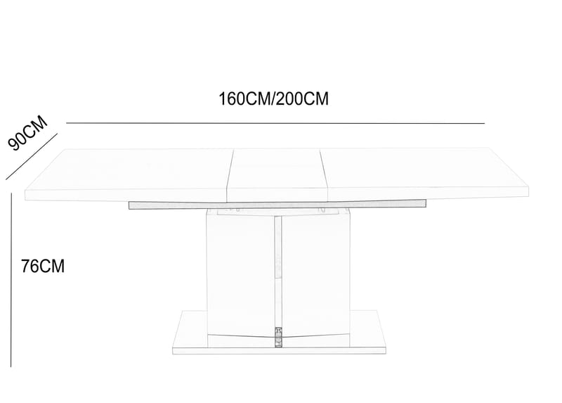 Rartliff matbord 160-200 cm förlängningsbart - Vit / Metall - Vit - Möbler - Bord & matgrupper - Matbord & köksbord