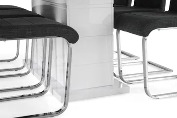 Ratliff Förlängningsbar Matgrupp 180 cm med 6 Cibus Stol - Vit/Grå/Krom - Möbler - Bord & matgrupper - Matgrupper