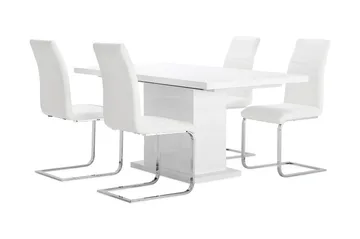 Ratliff Matgrupp 180 cm + 4 Sorado Stol - Vit/Krom - Möbler - Bord & matgrupper - Matgrupper