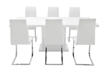 Ratliff Matgrupp 180 cm + 6 Sorado Stol - Vit/Krom - Möbler - Bord & matgrupper - Matgrupper