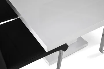 Ratliff Matgrupp 180 cm + 6 Stolar Förlängningsbart med illäggsskiva - Vit/Svart Pu/Krom - Möbler - Bord & matgrupper - Matgrupper