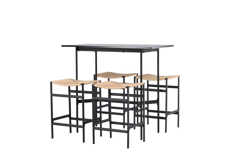 Rax Matgrupp 120 cm Rektangulär med 4 Polly stolar - Svart - Möbler - Bord & matgrupper - Matgrupper