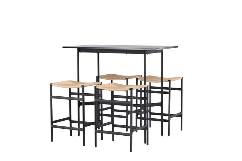 Rax Matgrupp 120 cm Rektangulär med 4 Polly stolar - Svart - Möbler - Bord & matgrupper - Matgrupper