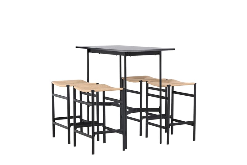 Rax Matgrupp 120 cm Rektangulär med 4 Polly stolar - Svart - Möbler - Bord & matgrupper - Matgrupper